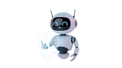 Friendly security robot protects your data, offering cyber safety and digital defense solutions