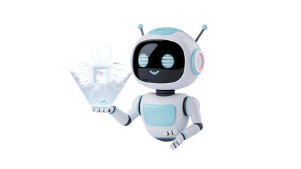 Friendly robot presents advanced circuit board technology, promising AI solutions for the future