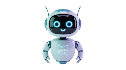 Friendly AI robot assistant ready to help with a smile, modern technology and innovation concept