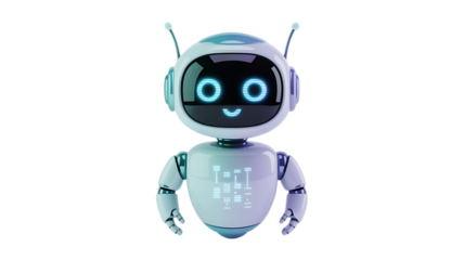 Friendly AI robot assistant ready to help with a smile, modern technology and innovation concept
