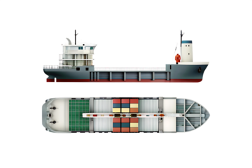 Cargo ship and container ship views isolated on white... isolated on a transparent background