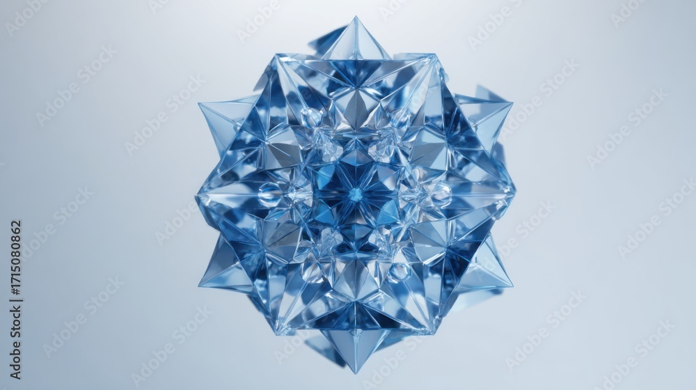 Aufkleber a striking blue crystal structure is presented in soft light, highlighting its intricate geometric s
