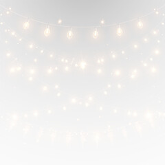 Abstract holiday background with transparent golden elements and lights.