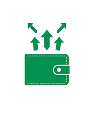 Green wallet with upward arrows