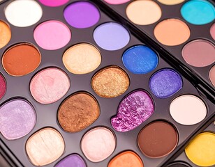 Naklejka premium Makeup eyeshadow palette close-up