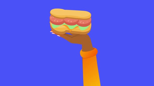 Sandwich Floating Above Girl&rsquo;s Hand Animation &ndash; Mockup for Video Template