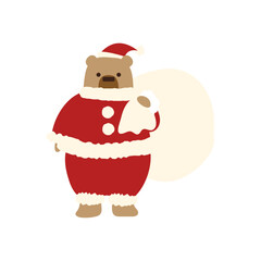 プレゼントの袋を持つクマのサンタクロース
/ Santa Bear holding a gift sack