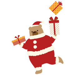 躓いてプレゼントを落としそうになるクマのサンタクロース/Santa Claus bear trips and nearly drops his presents