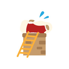 煙突に詰まるクマのサンタクロース/Santa Bear stuck in a chimney