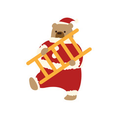はしごを持つクマのサンタクロース/Santa Bear holding a ladder