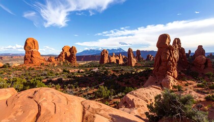Desert landscape with sandstone rock formations