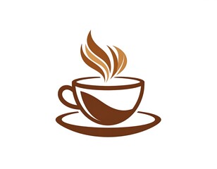 Obraz premium Simple coffee cup logo with steam