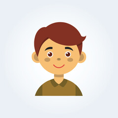 A cartoon character illustration of a boy smiling face