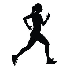 A dynamic woman in motion captured as a striking black silhouette