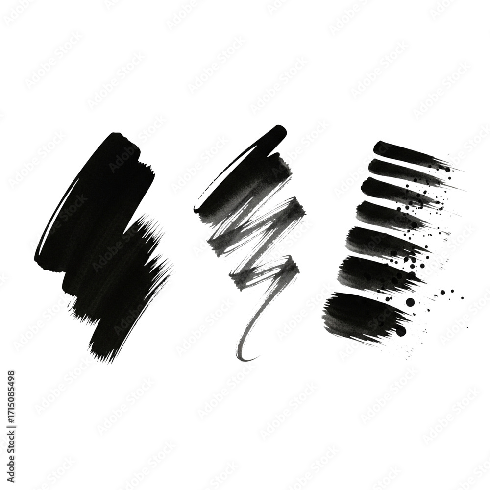 Aufkleber abstract black ink brush strokes create a bold, modern design element that adds a touch of artistic 