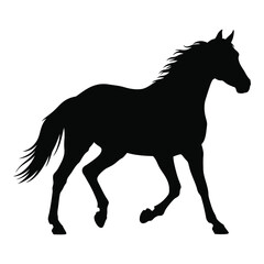A majestic horse in motion depicted as a striking black silhouette