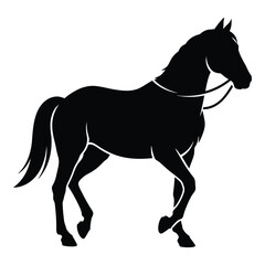 Elegant horse depiction with a flowing mane a striking black silhouette