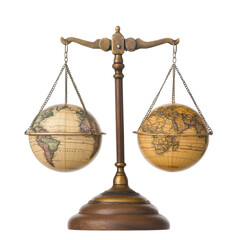 A visual of a scale symbolizing global finance law, representing fairness and balance in international financial regulations, isolated on transparent background