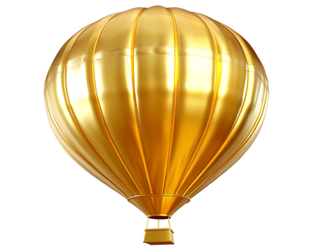 Glossy golden hot air balloon isolated on white ba isolated on a transparent background