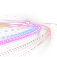Abstract futuristic visual with aglow streaks and sense of speed.