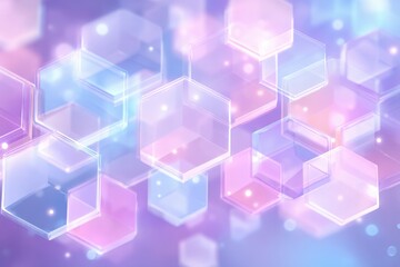 Obraz premium Hexagonal shapes in soft pastel colors blend together to form a dreamy and colorful background. The arrangement creates a gentle and calming visual effect, perfect for various designs.
