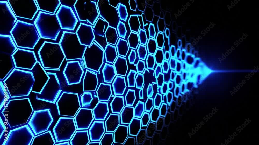 Poster abstract network of hexagons: a mesmerizing abstract image features interconnected glowing blue hexa