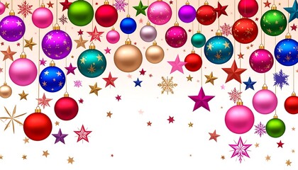 Festive Christmas Decorations with Colorful Orbs and Stars