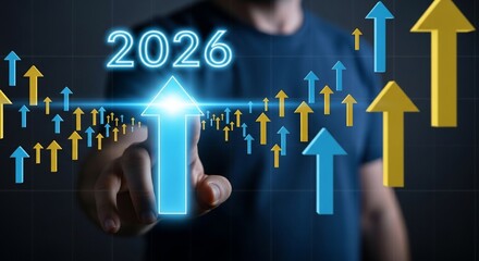 Reaching for 2026: Business growth, financial success, and future market trends concept
