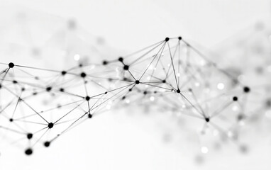 Abstract network of connected lines and nodes representing data connections