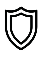 Obraz premium Illustration of a simple black outlined shield with a double border on a plain white background image