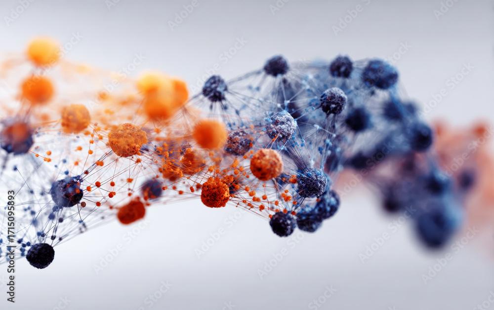 Poster Abstract molecular structure with interconnected nodes and links