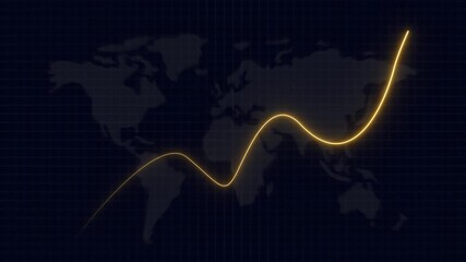 Glowing Neon Business Graph ,Global business growth neon glowing line and world map background animation 4k. - Powered by Adobe