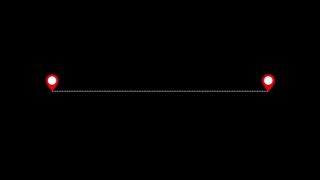 Airplane line path icon. Air plane flight route with the point of location line trace. Flying with a dashed line from the starting point and location tracking in a dotted path animation.