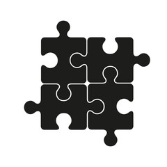 Four puzzle pieces connection