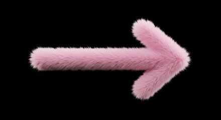 Fototapeta premium Fuzzy Pink Arrow on Black – Playful Directional Concept with Texture