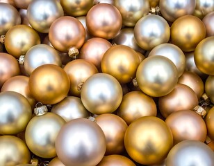 Pile of gold and silver Christmas balls