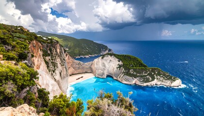 Panoramic view of a stunning beach cove