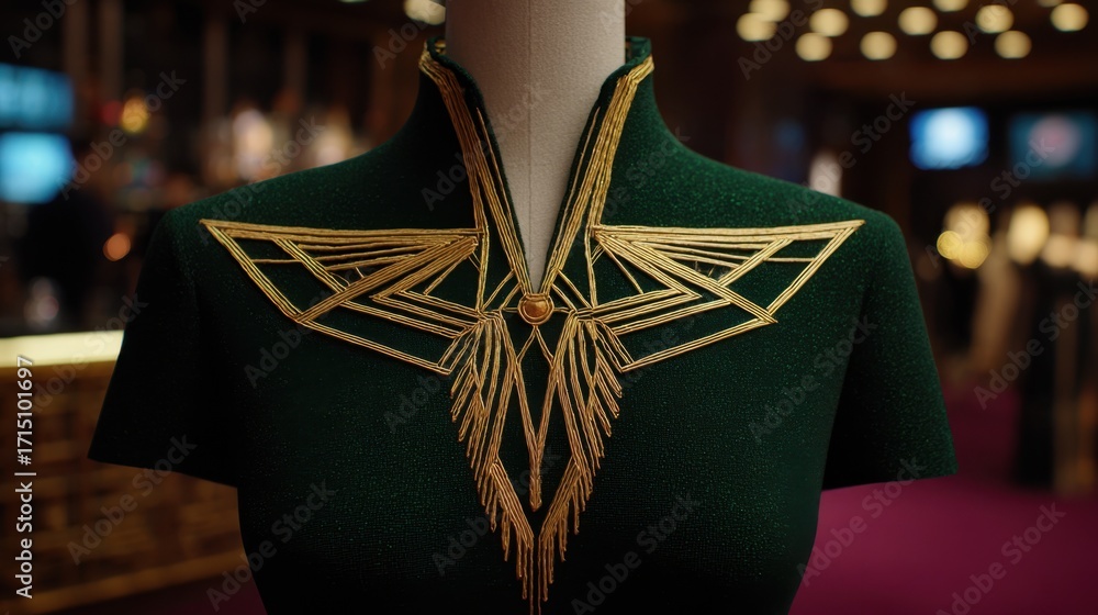 Poster focused view of a sleek 3d printed closure on textile capturing the fine detail of the design while 
