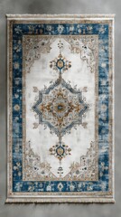 Antiquestyle rug closeup with intricate patterns