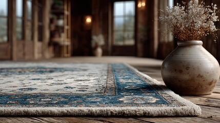 Obraz premium Antiquestyle rug closeup with intricate patterns