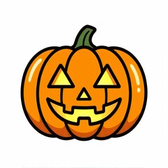 Fototapeta premium Classic Halloween pumpkin jack-o'-lantern illustration with glowing smile 