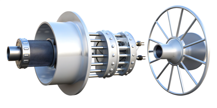 Silver mechanical components on background isolated on a transparent background parts - Powered by Adobe