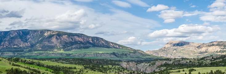 Panorama of the Sunlight Creek Basin from the Chief Joseph Scenic Byway in the Absaroka Mountains in Wyoming, USA