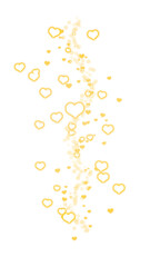 Yellow glowing heart particles swirling on transparent background

