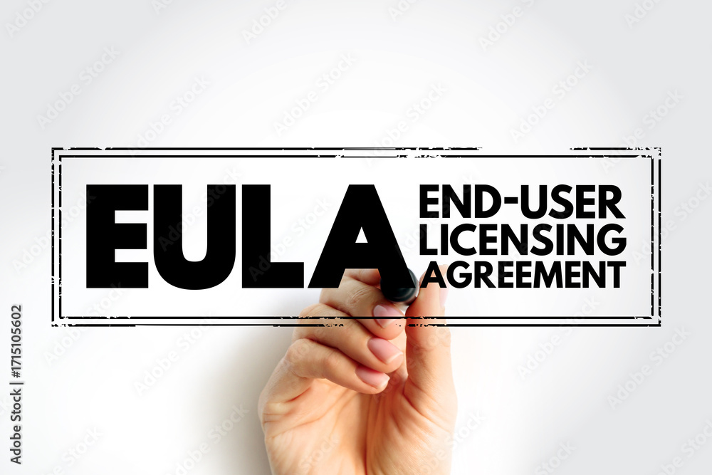 Poster eula - end user licensing agreement is a legal contract entered into between a software developer or