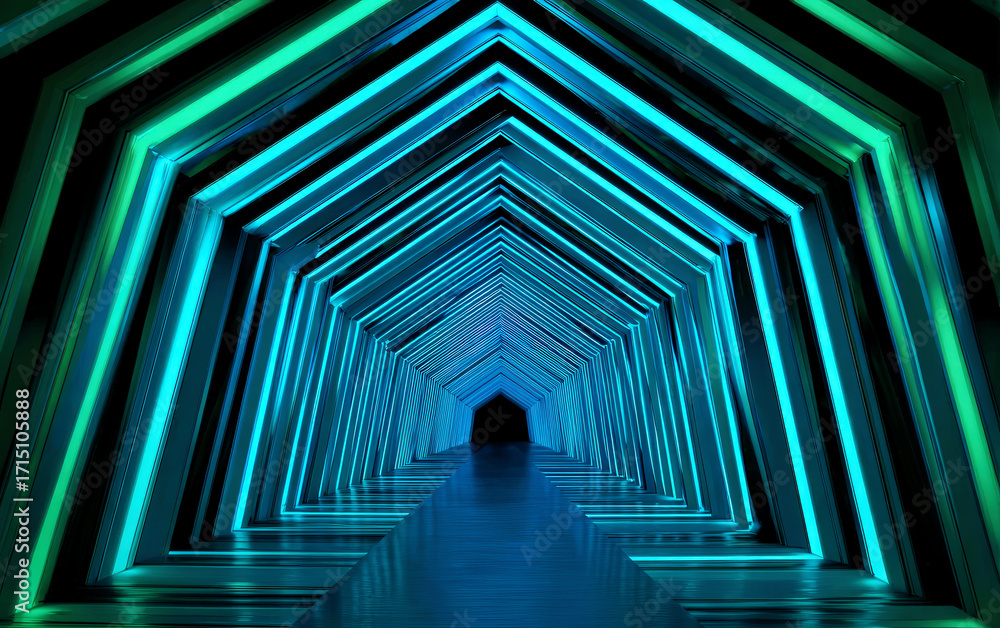 Aufkleber a futuristic tunnel with glowing neon lights creating a mesmerizing pattern