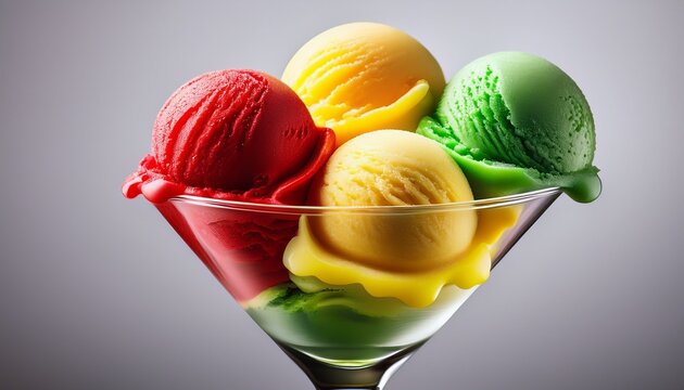 Rotes Gelbes Und Grunes Eis Im Martiniglas