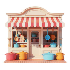Obraz premium High quality cartoonish 3D Kitchenware Store Isolated on Transparent Background