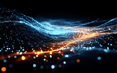 Dynamic waves of light and data representing advanced technological concepts