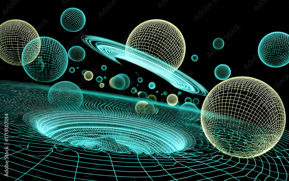 Poster abstract 3d geometric sphere and ring structure visualization